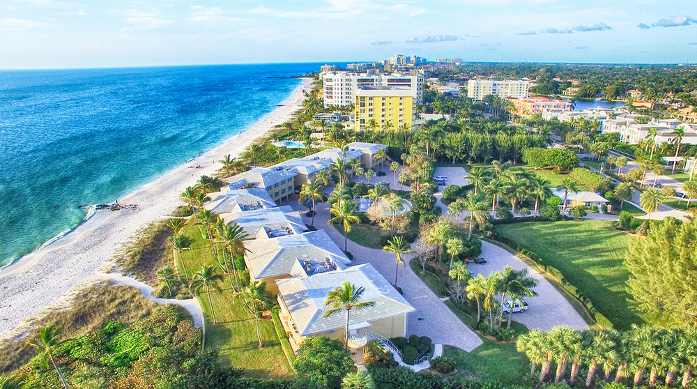 Aerial view of Naples, Florida real estate neighborhood — perfect example for homeowners applying for the Florida Homestead Exemption to save on property taxes.